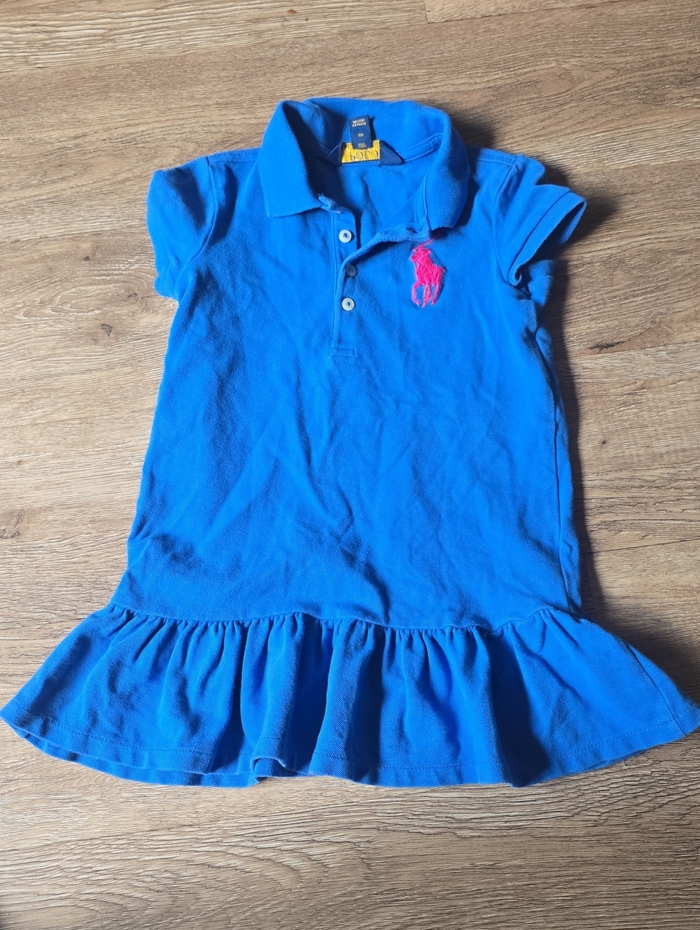 Ralph Lauren Bright Blue Polo Dress with Pink Pony Logo